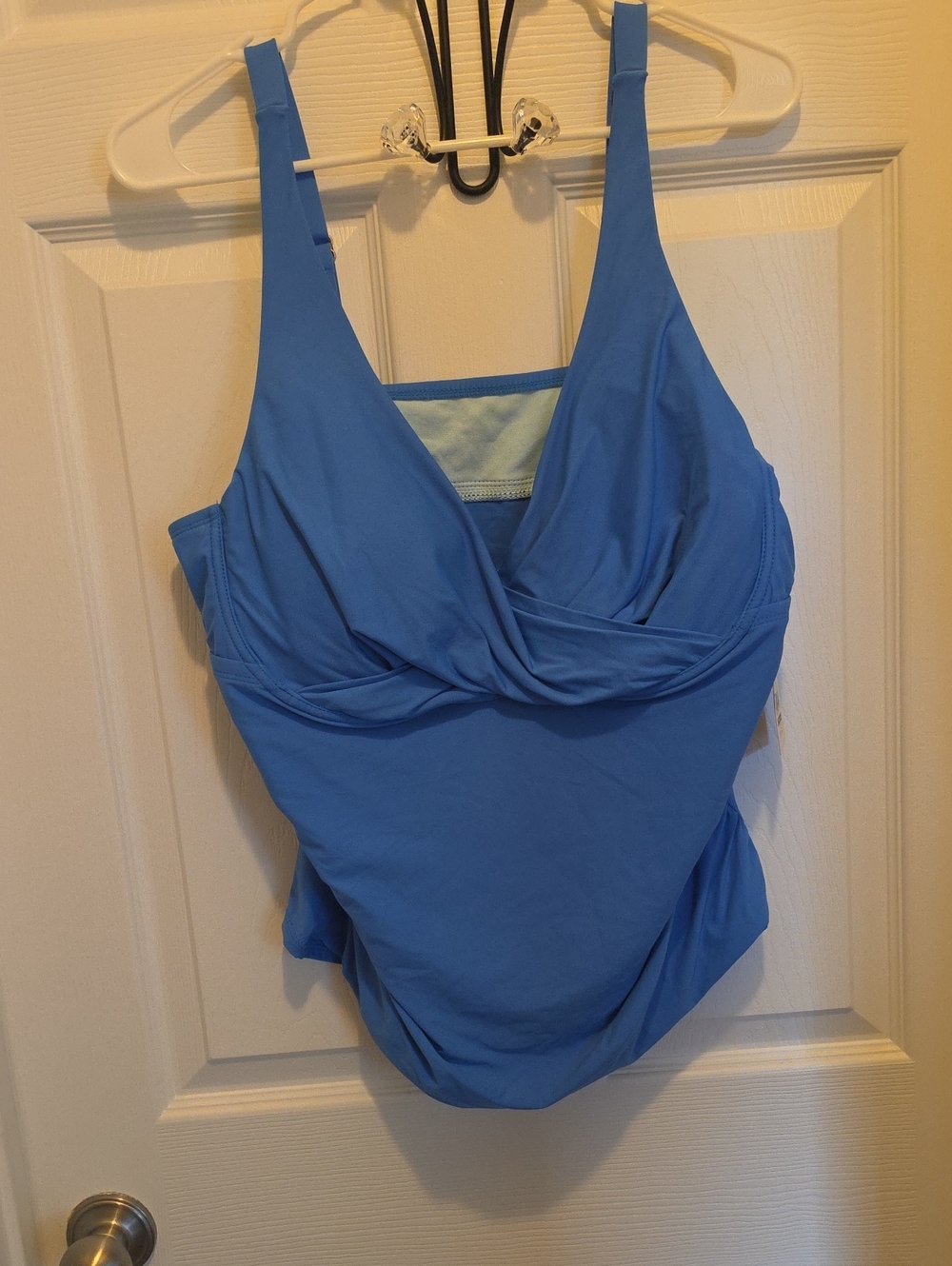 Time and Tru Blue Twist-Front Tankini Top